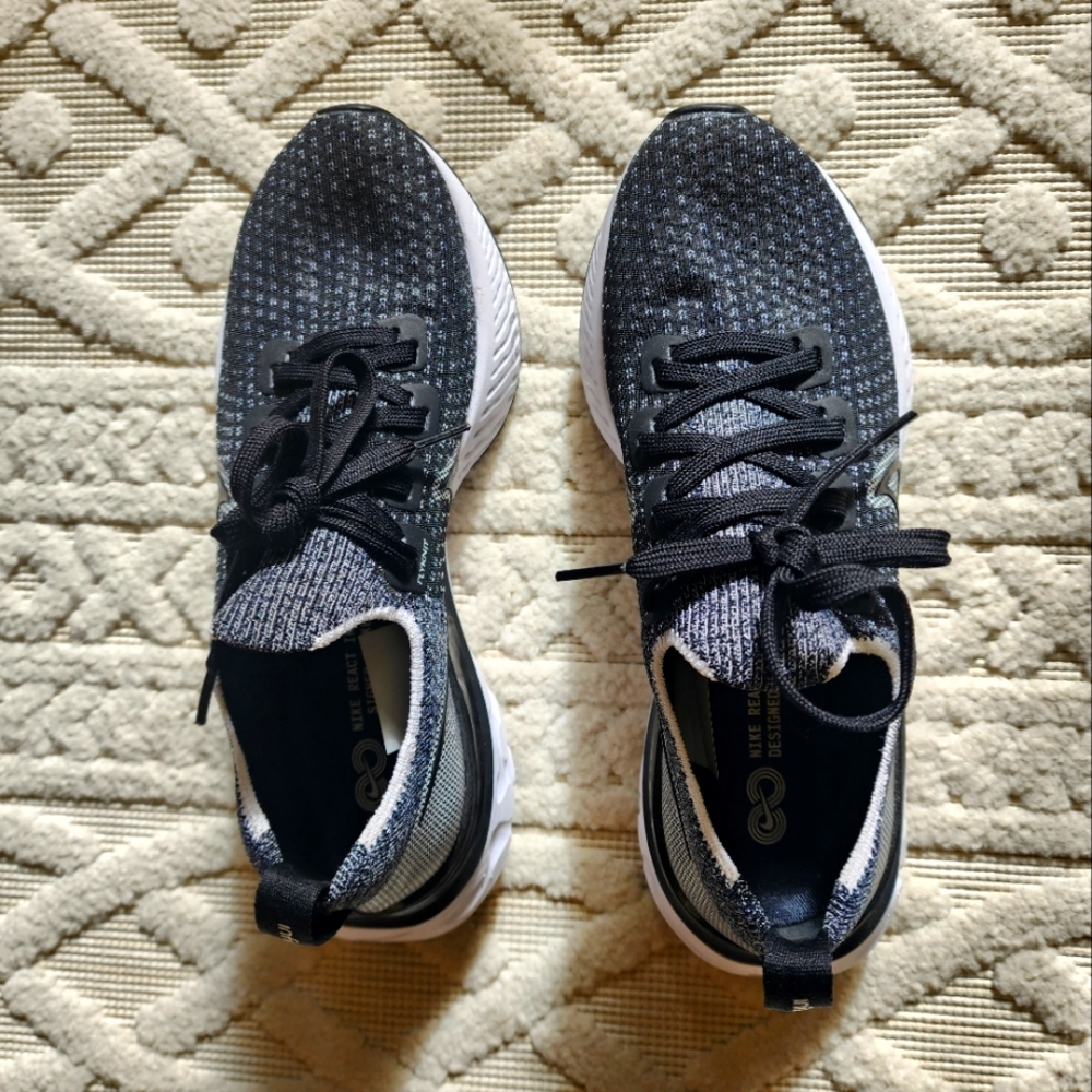 Nike React Infinity Black and White FLYKNIT Sneakers